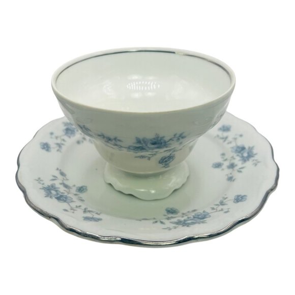 Johann Haviland Bavaria Germany Fine Porcelain Blue Garland Saucer & Tea Cup - Picture 6 of 9